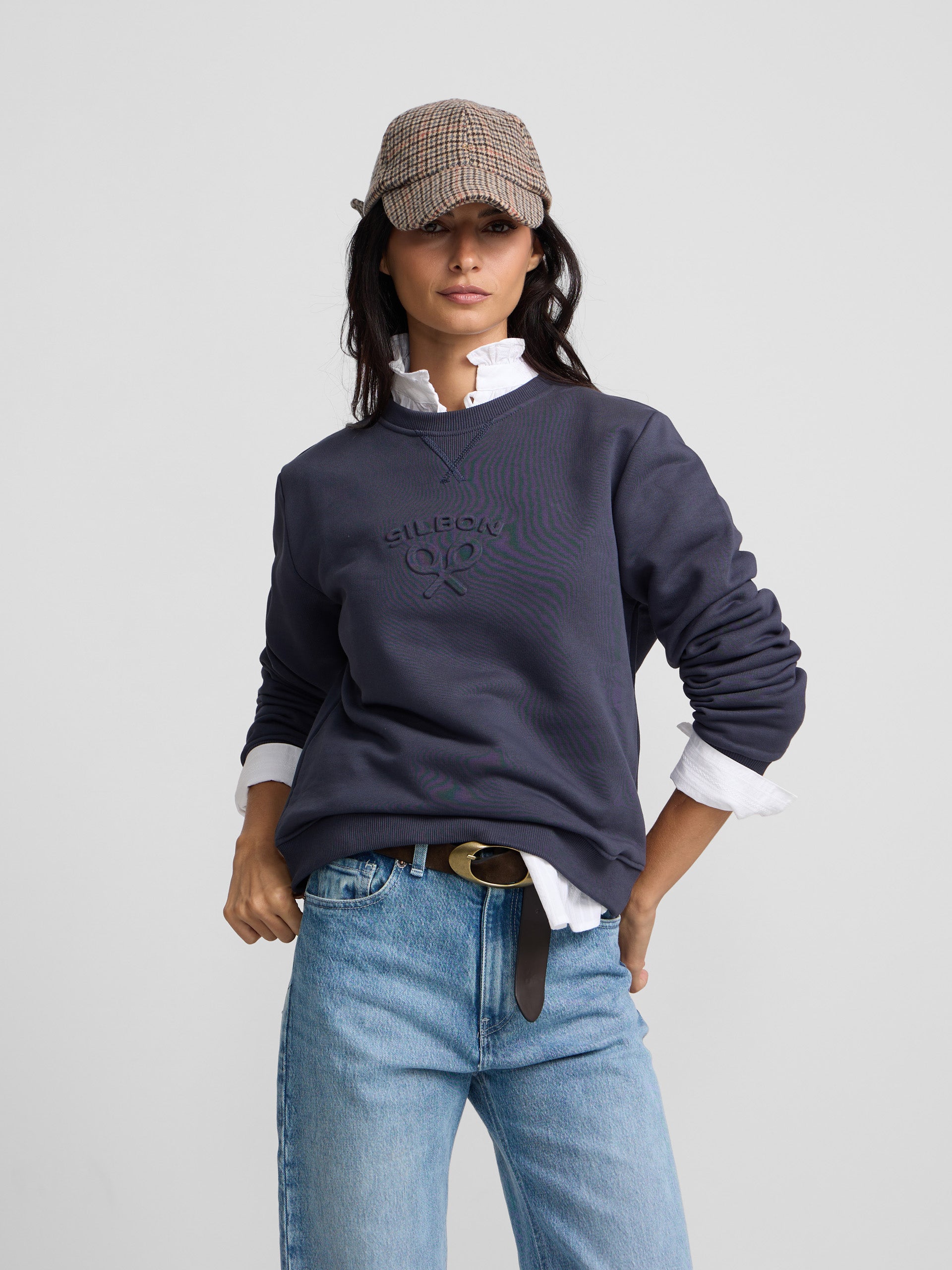 Classic navy blue Silbon women's sweatshirt