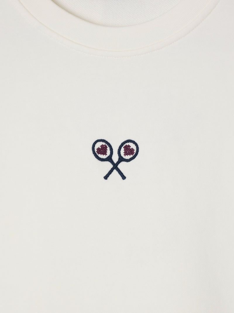 Sweat-shirt femme lucky love écru