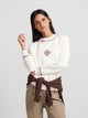 Sweat-shirt femme broderie ethnique écru