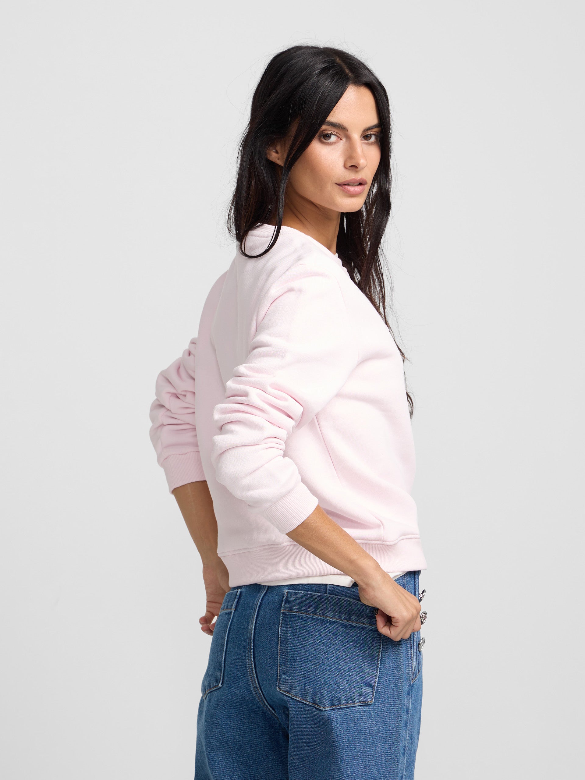 Sweat-shirt femme Silbon classique rose