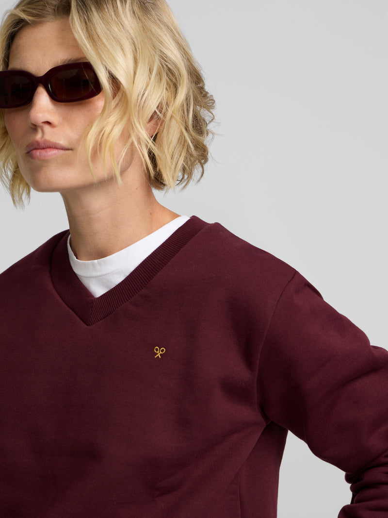 Sudadera woman bajo camisero granate