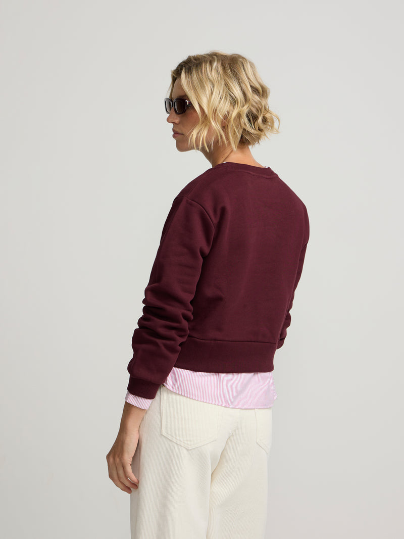 Sudadera woman bajo camisero granate