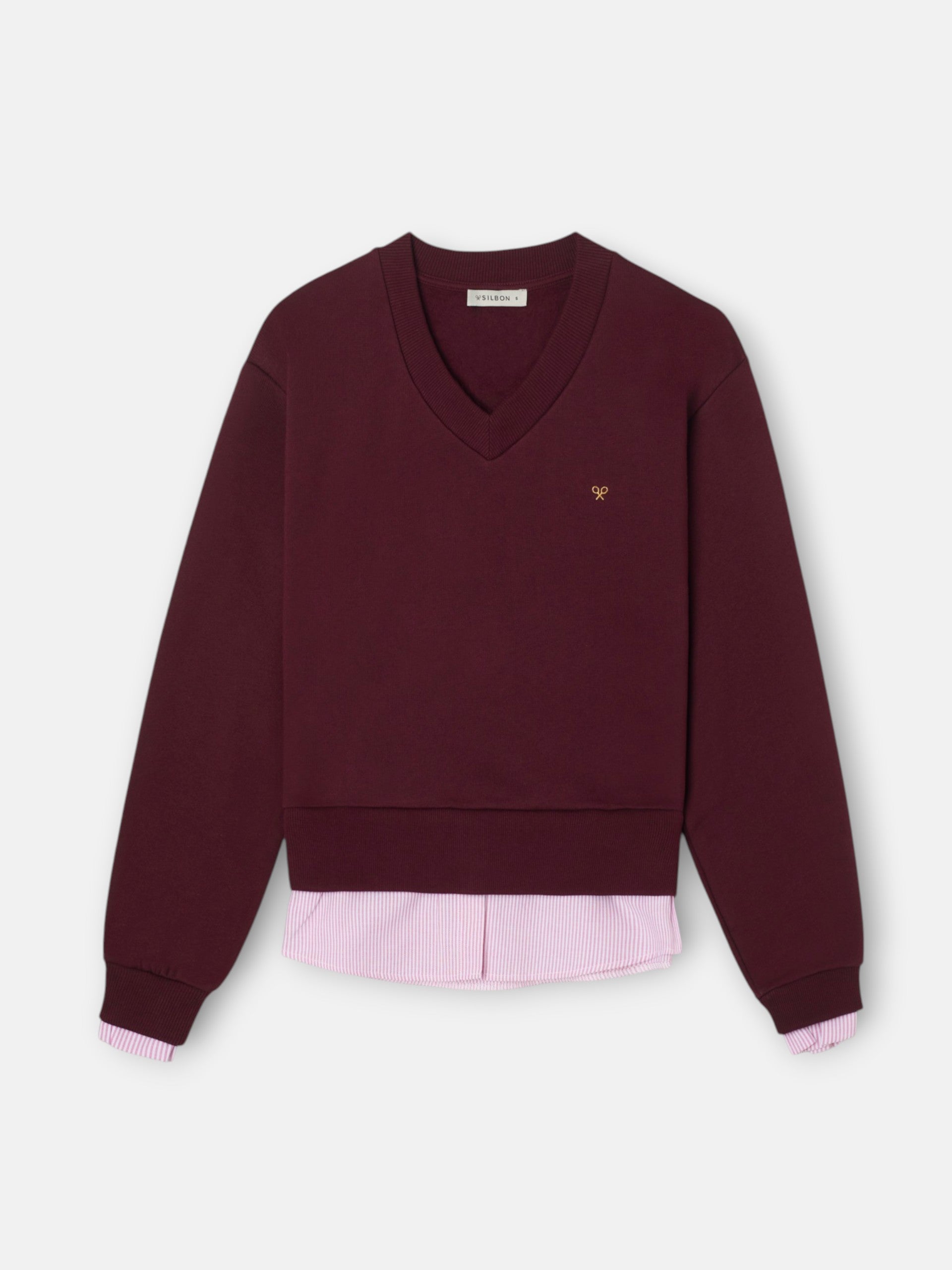 Sudadera woman bajo camisero granate
