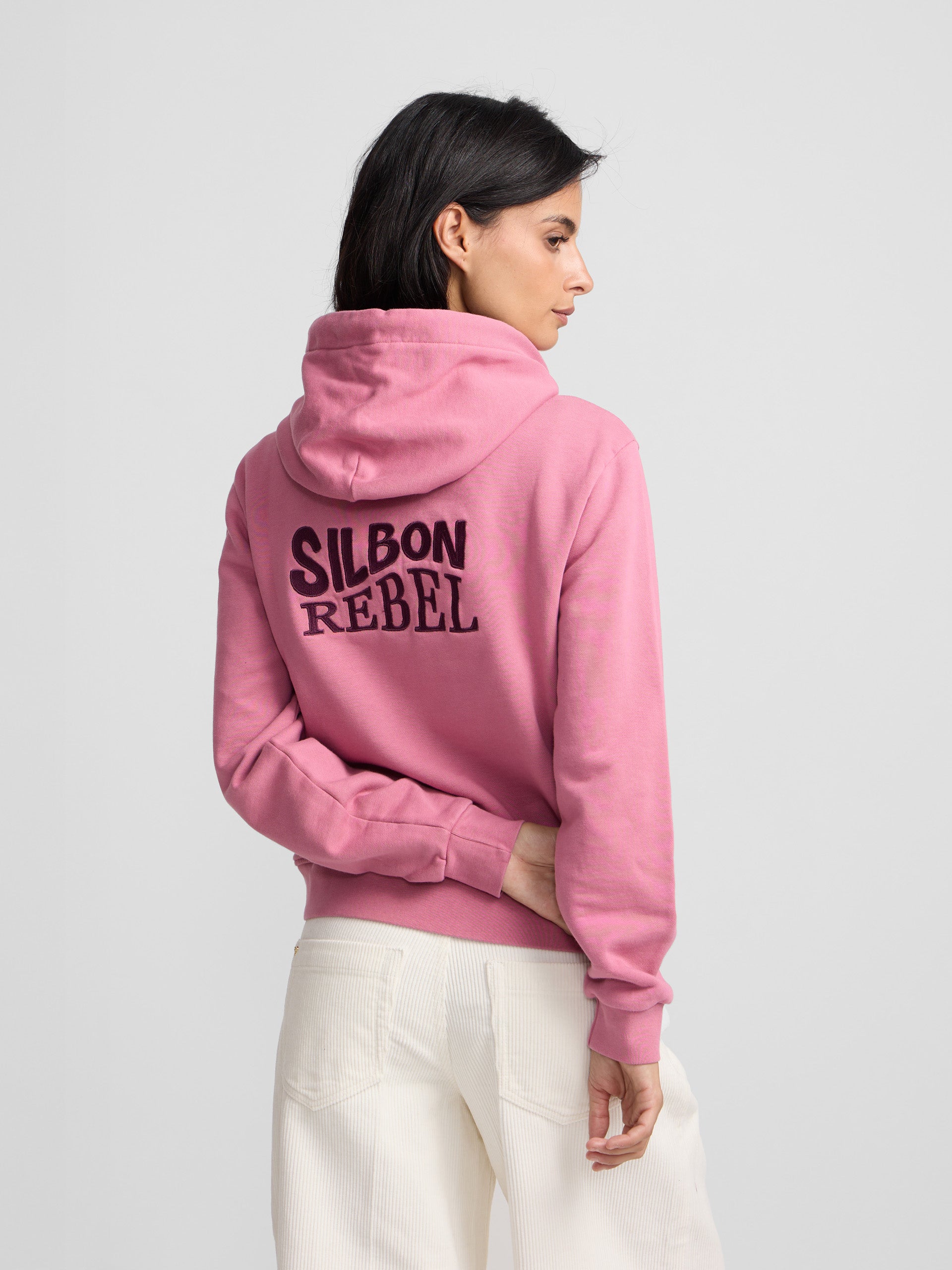 Sweat à capuche femme Silbon Rebel rose