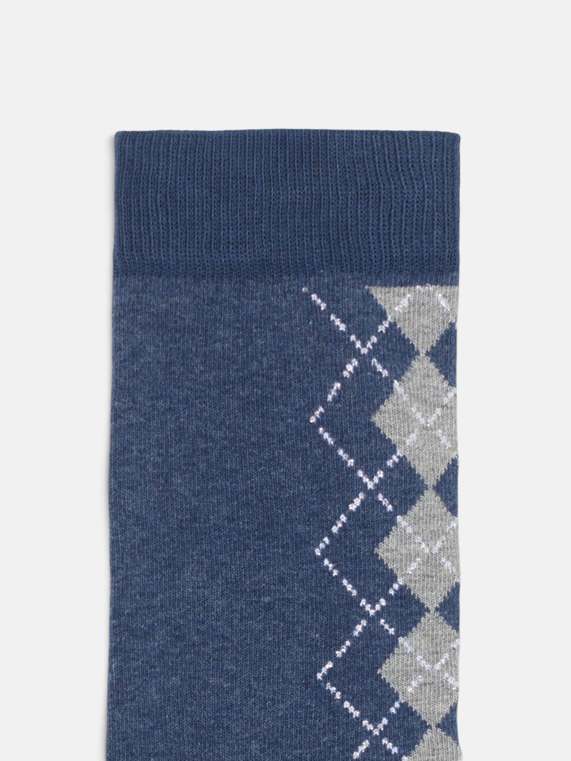 Calcetin rombos azul y gris