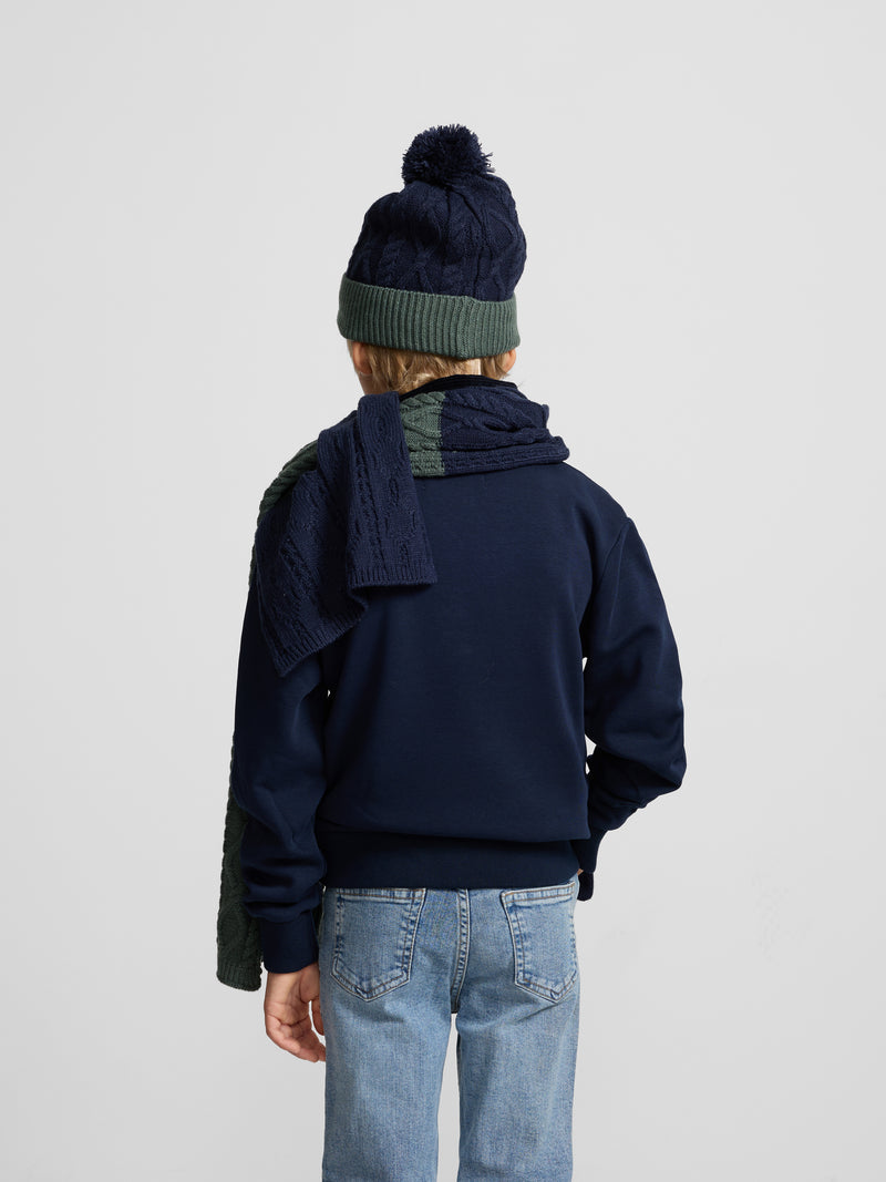 Kids bicolor navy blue fleece kangaroo
