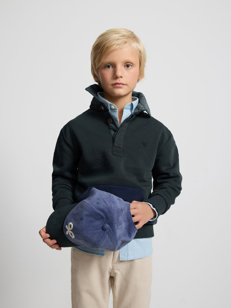 Bicolor green kids' fleece kangaroo
