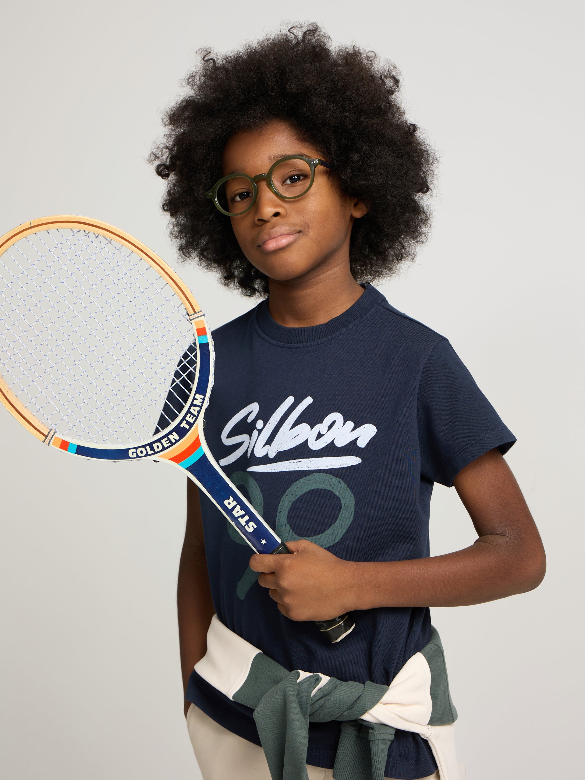 Camiseta kids silbon dibujo azul marino