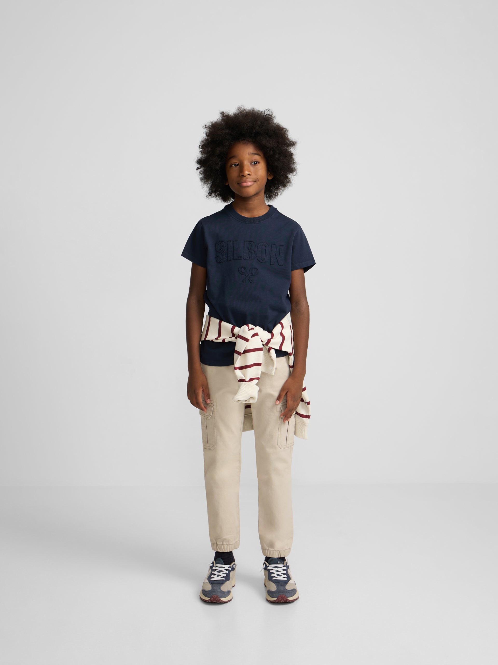 T-shirt enfant Silbon patch ton bleu marine