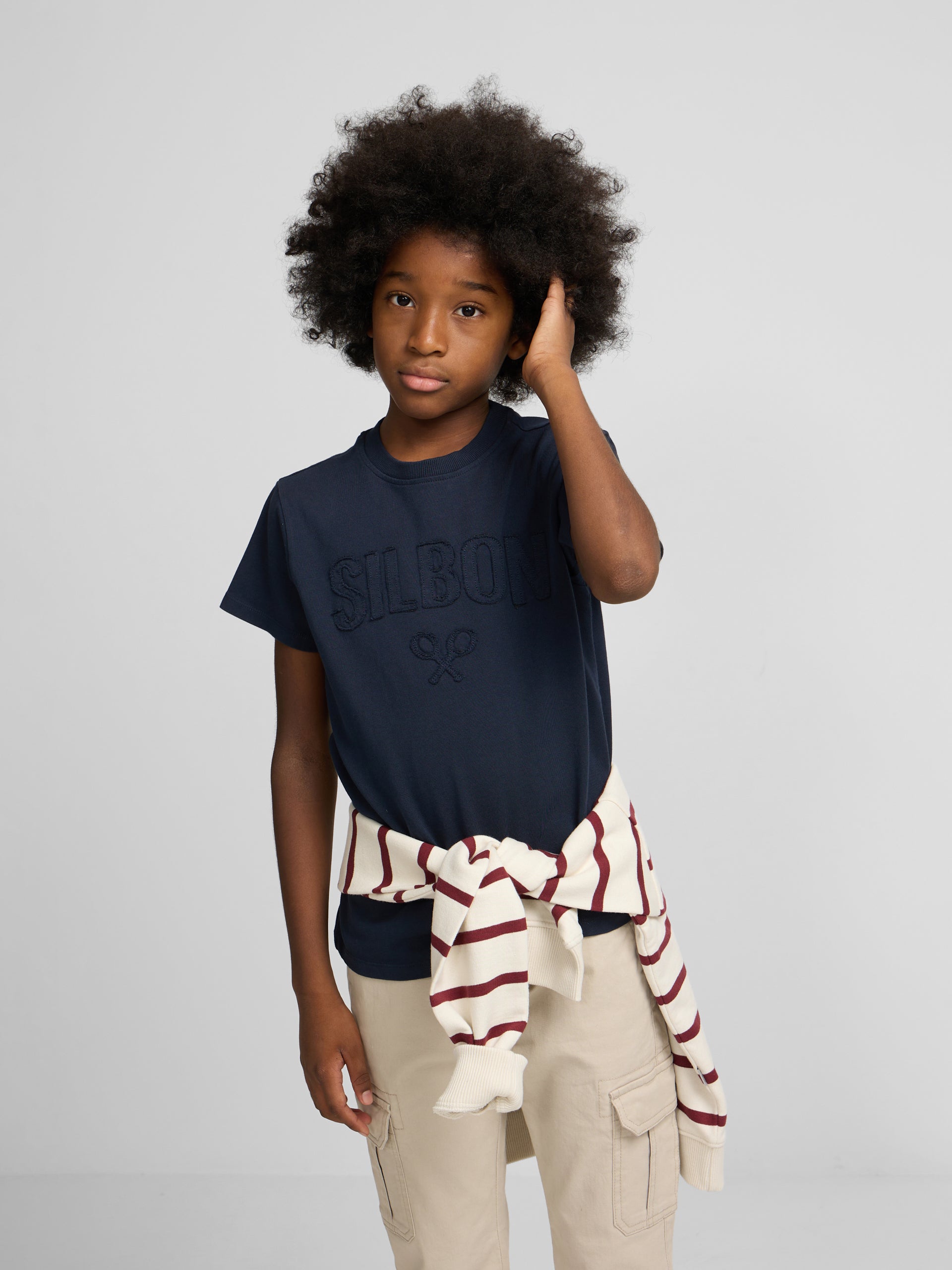 T-shirt enfant Silbon patch ton bleu marine