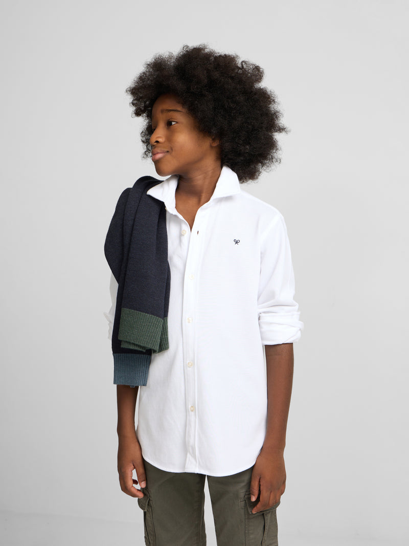 Chemise sport enfant piqué blanc