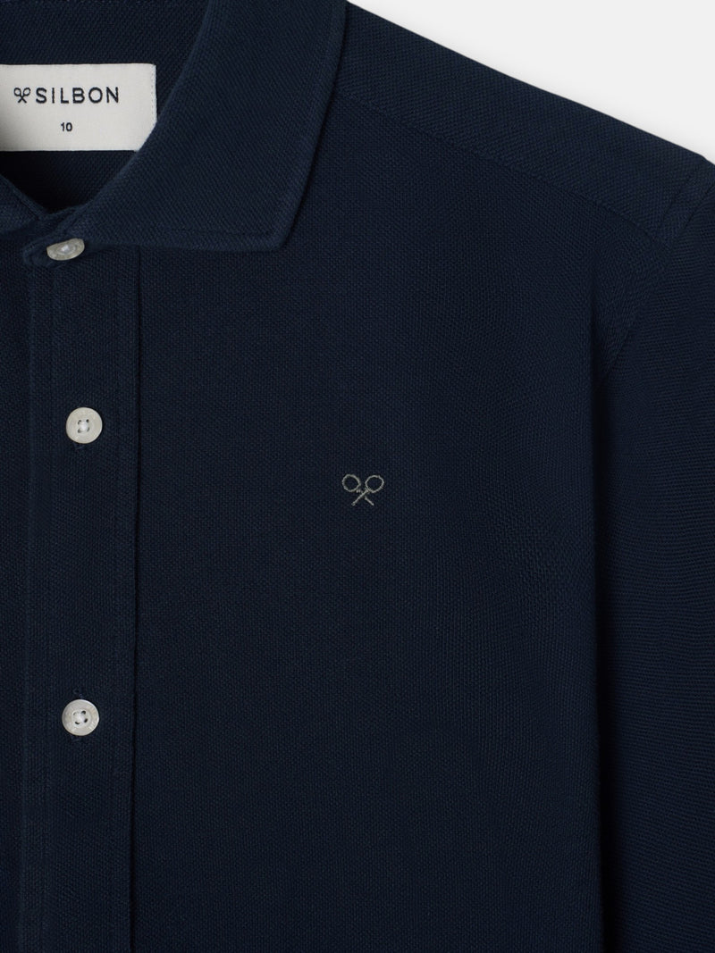 Chemise sport enfant piqué marine