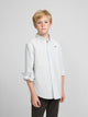 Chemise sport enfant oxford rayée verte