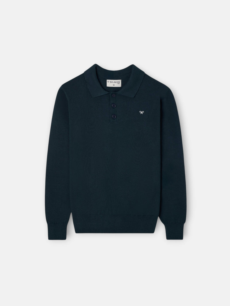 Pull enfant col polo vert