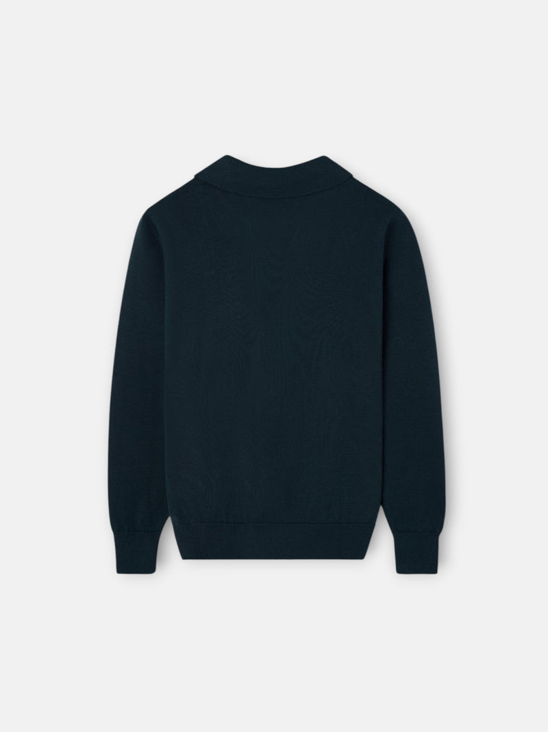 Pull enfant col polo vert