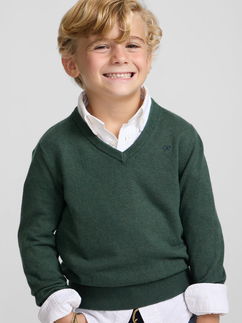 Jersey kids cuello pico verde