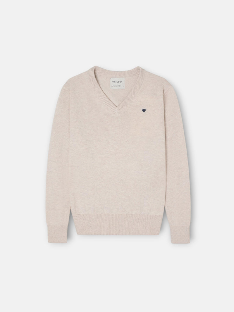 Jersey kids cuello pico crema