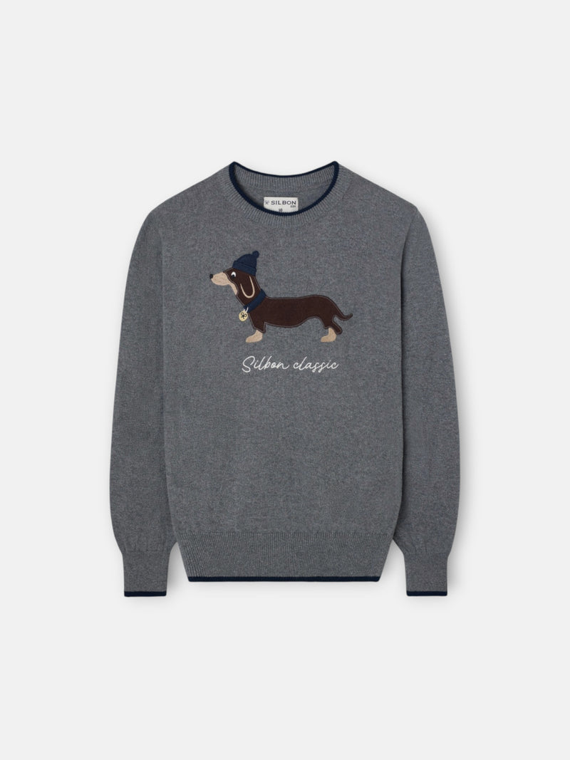 Kids' grey dog sweater