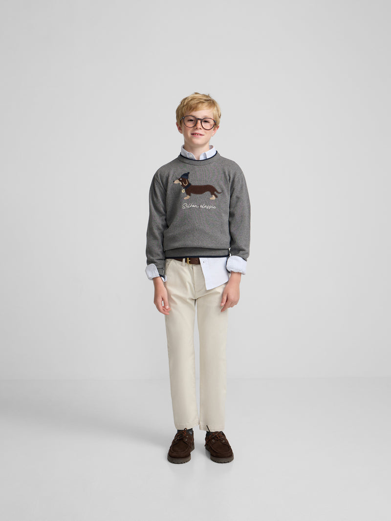 Kids' grey dog sweater