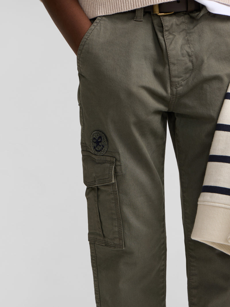Pantalon cargo sport enfant vert