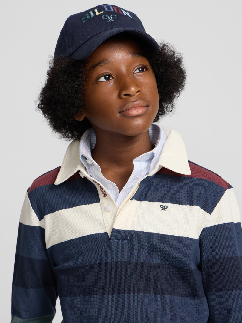 Polo kids rayas colores marino