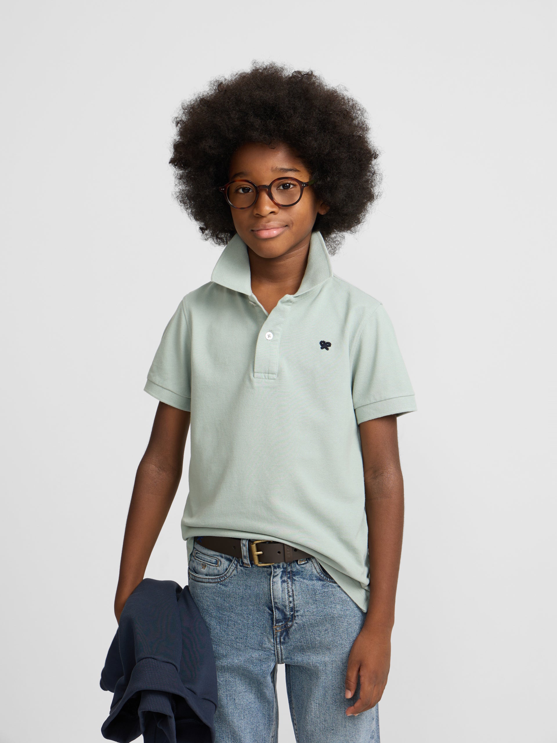 Light green kids' racket polo