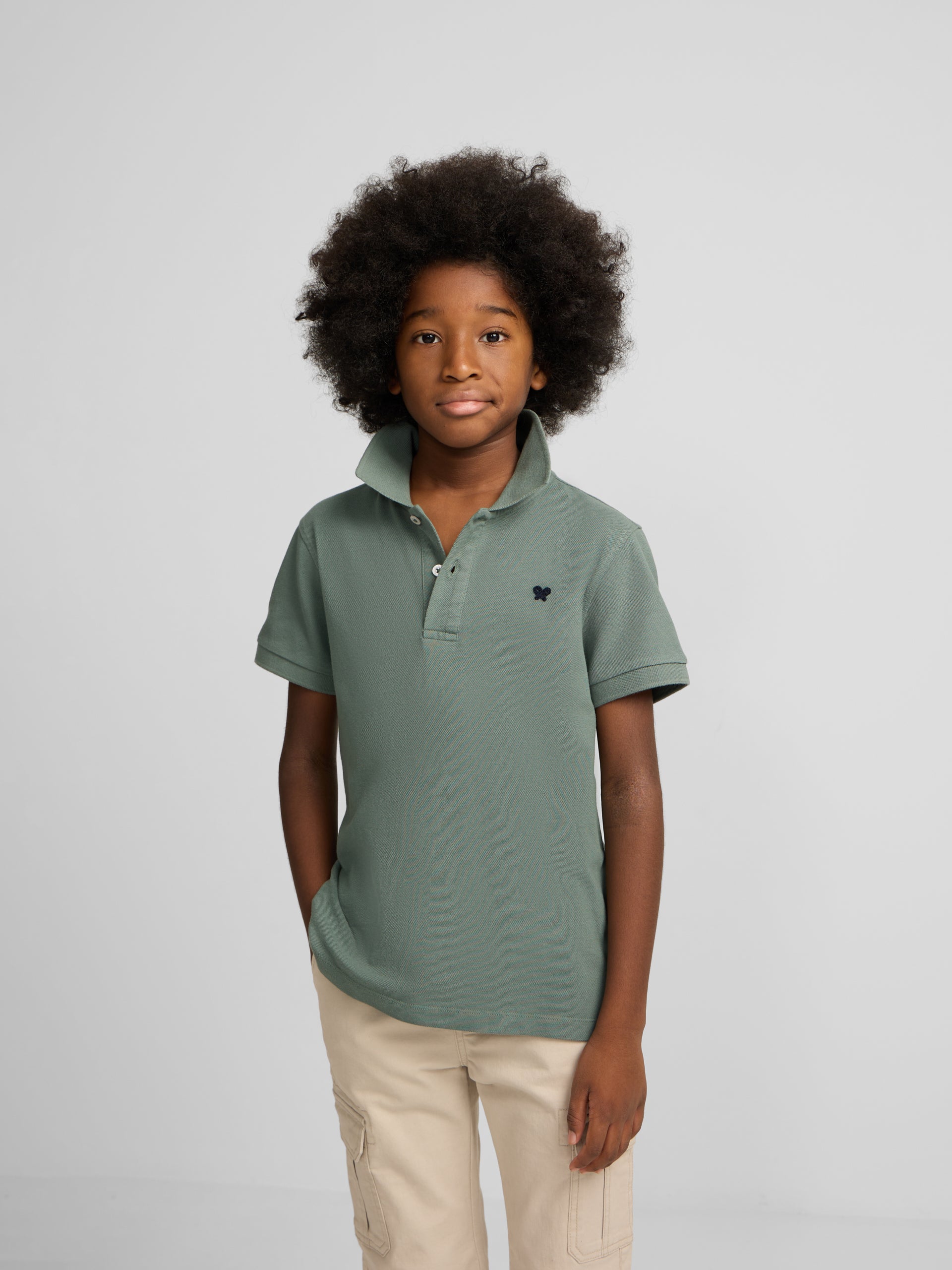 Dark green kids' racket polo