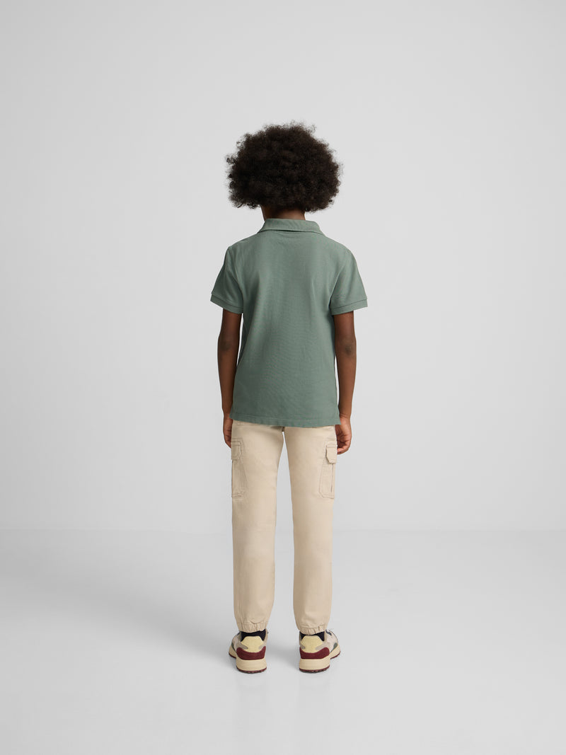 Dark green kids' racket polo