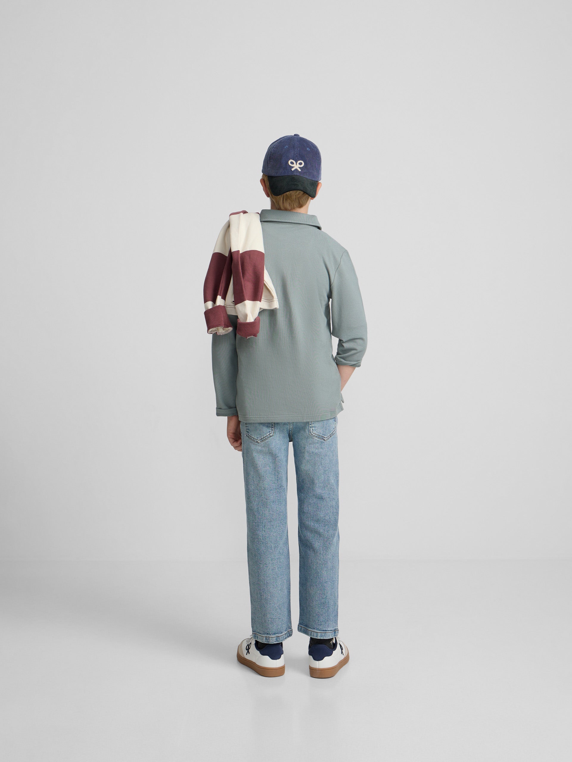 Green kids' polo with patches