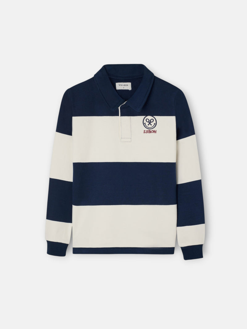 Sudadera kids cuello polo rayas smile azul marino
