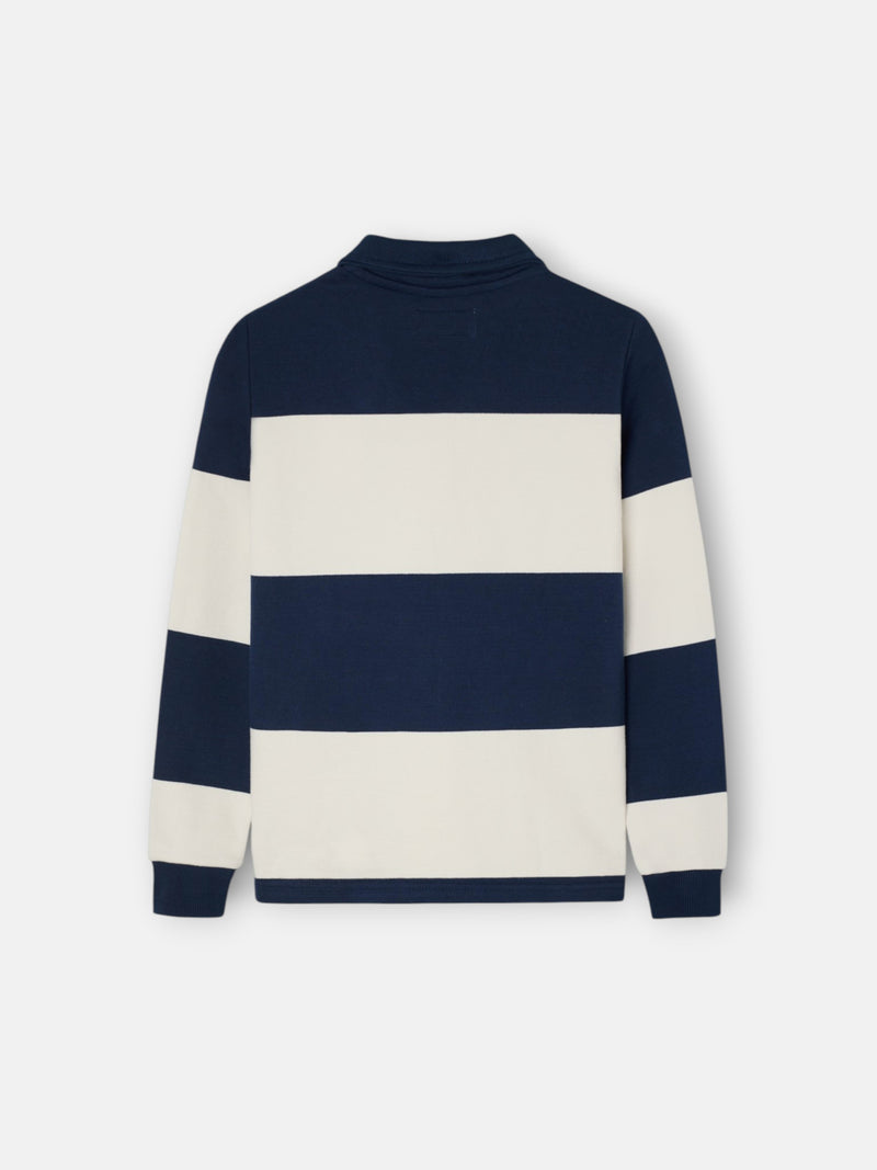 Sudadera kids cuello polo rayas smile azul marino