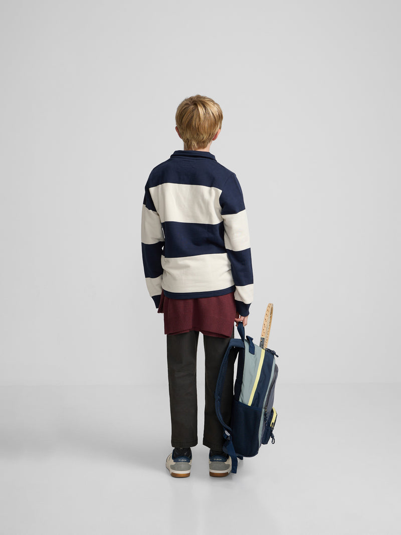 Sudadera kids cuello polo rayas smile azul marino