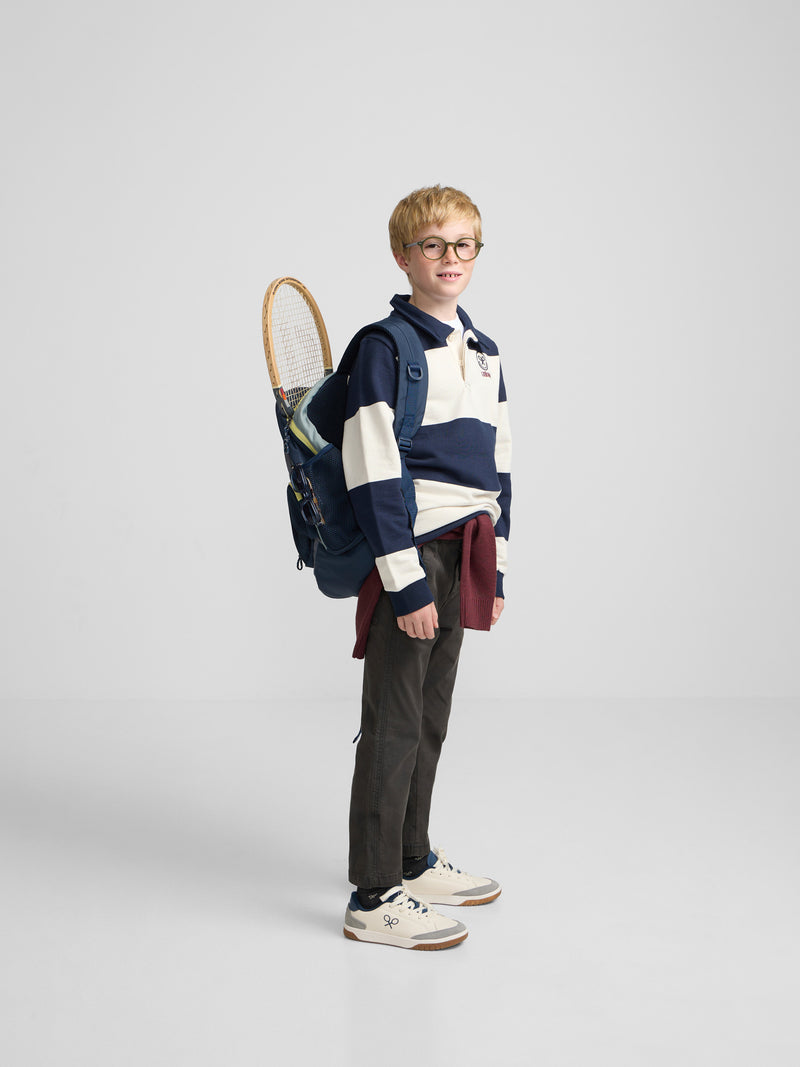 Sudadera kids cuello polo rayas smile azul marino