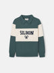 Sudadera kids cuello polo bloque verde oscuro