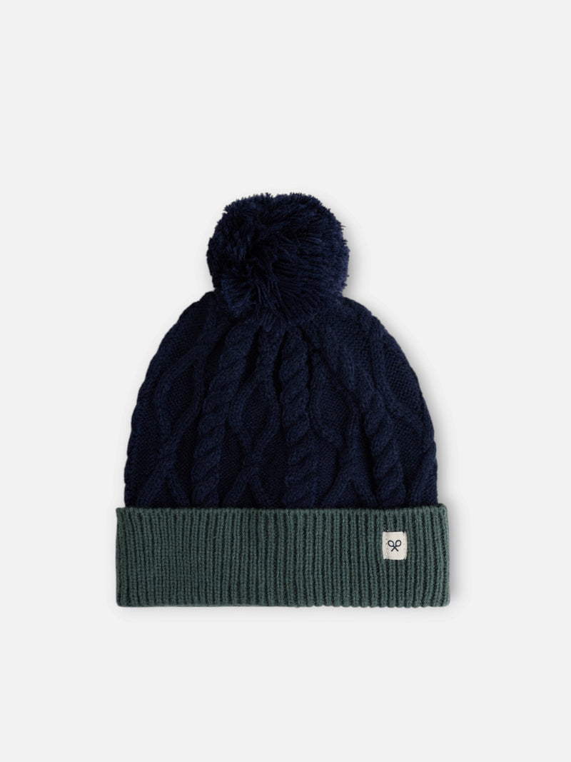 Gorro kids lana bicolor azul verde