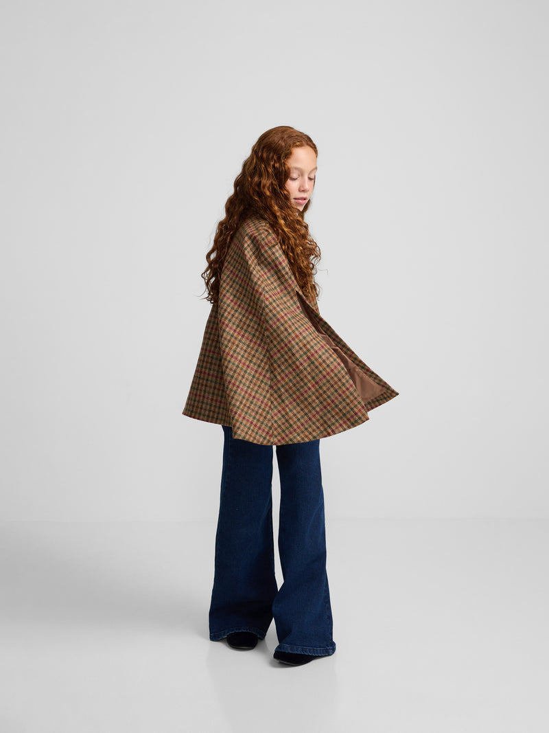 Girl's brown checkered cape