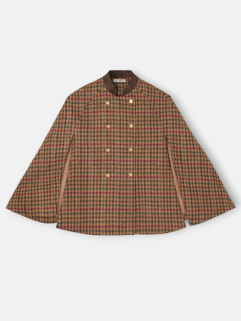 Girl's brown checkered cape