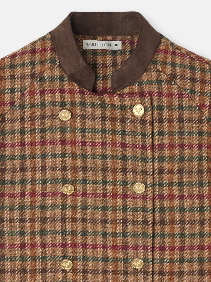 Girl's brown checkered cape