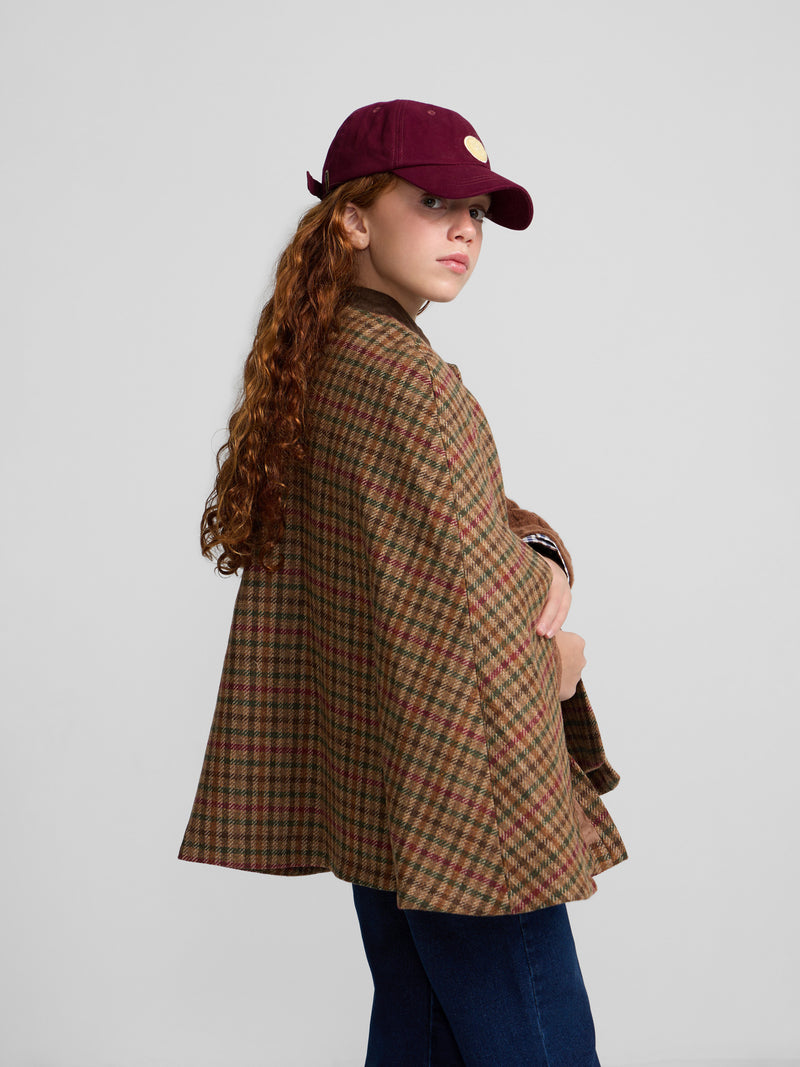 Girl's brown checkered cape