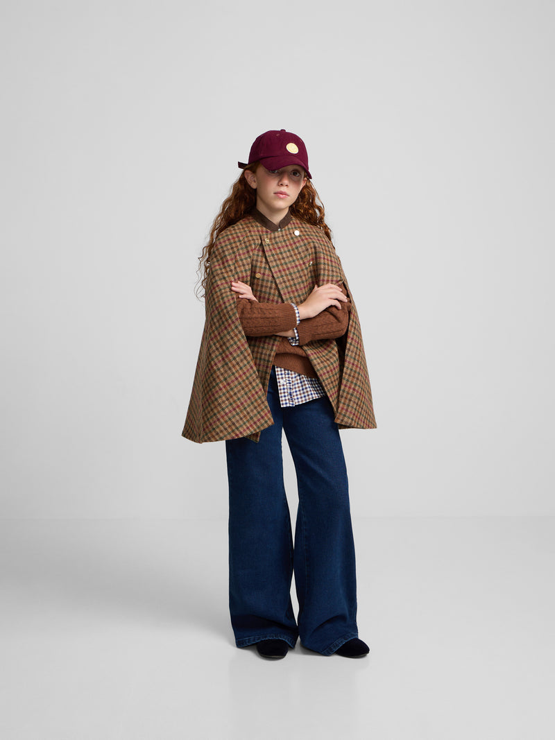 Girl's brown checkered cape