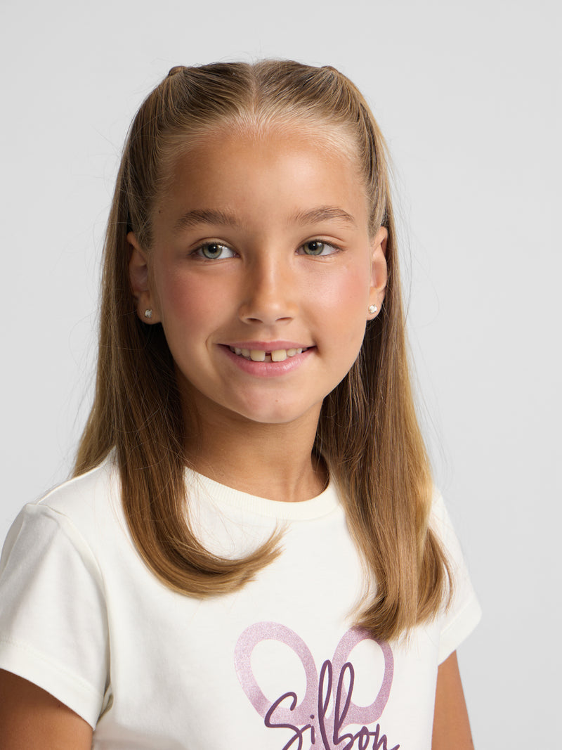 T-shirt fille Silbon raquette Silbon écru