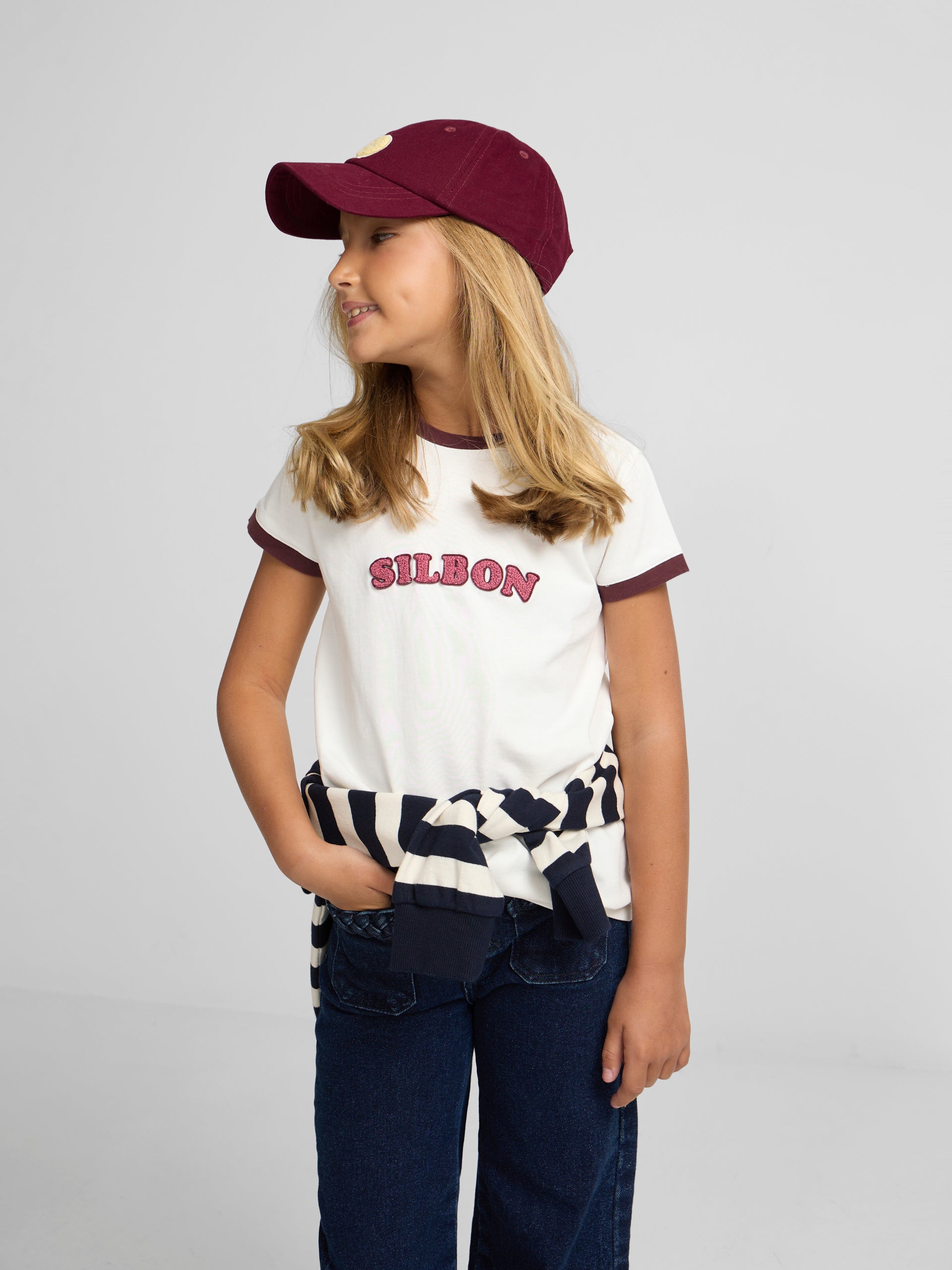 T-shirt fille Silbon varsity écru