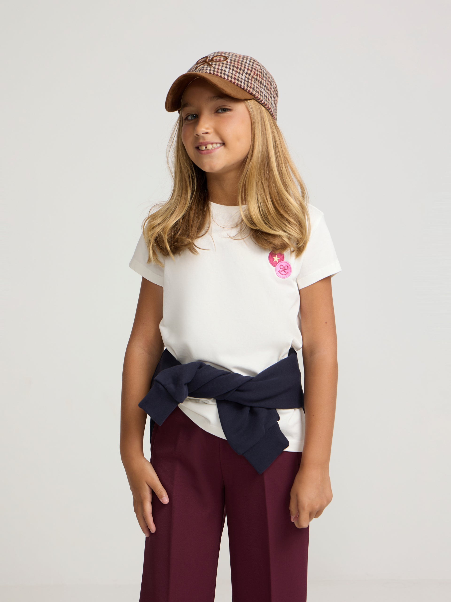 T-shirt fille patch raquettes blanche