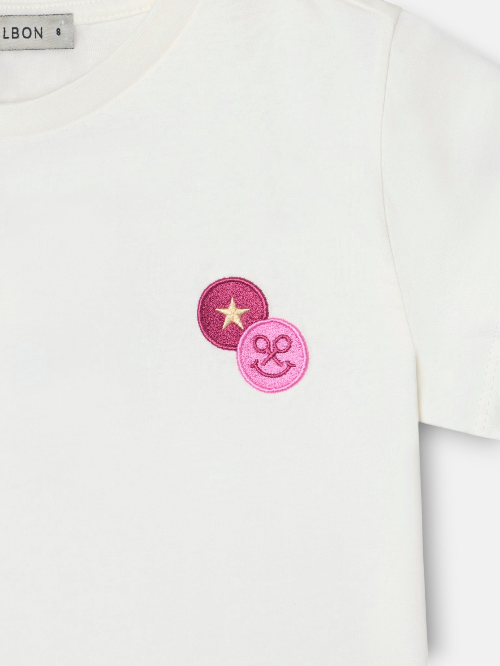 T-shirt fille patch raquettes blanche
