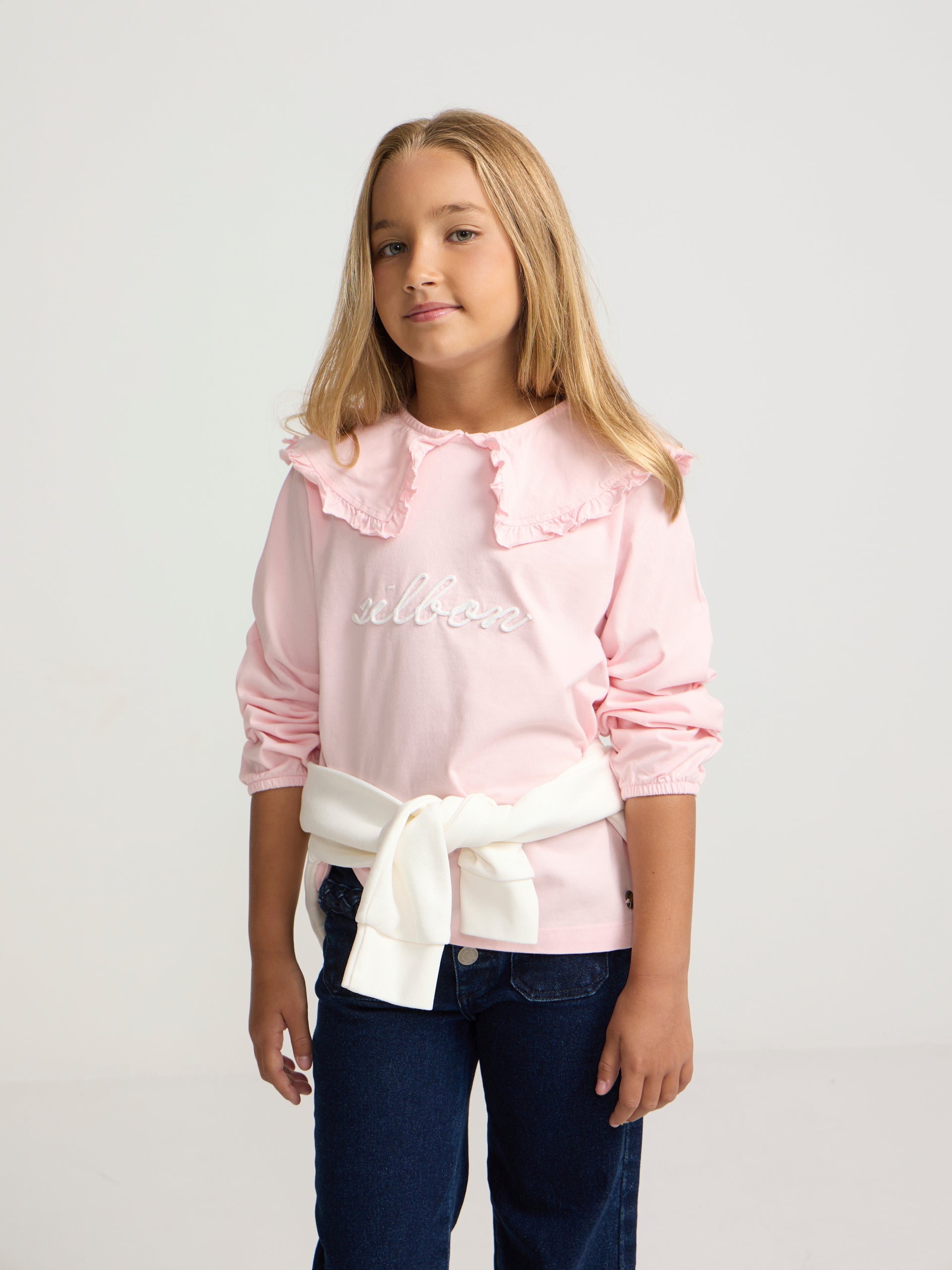Camiseta girl cuello bobo rosa