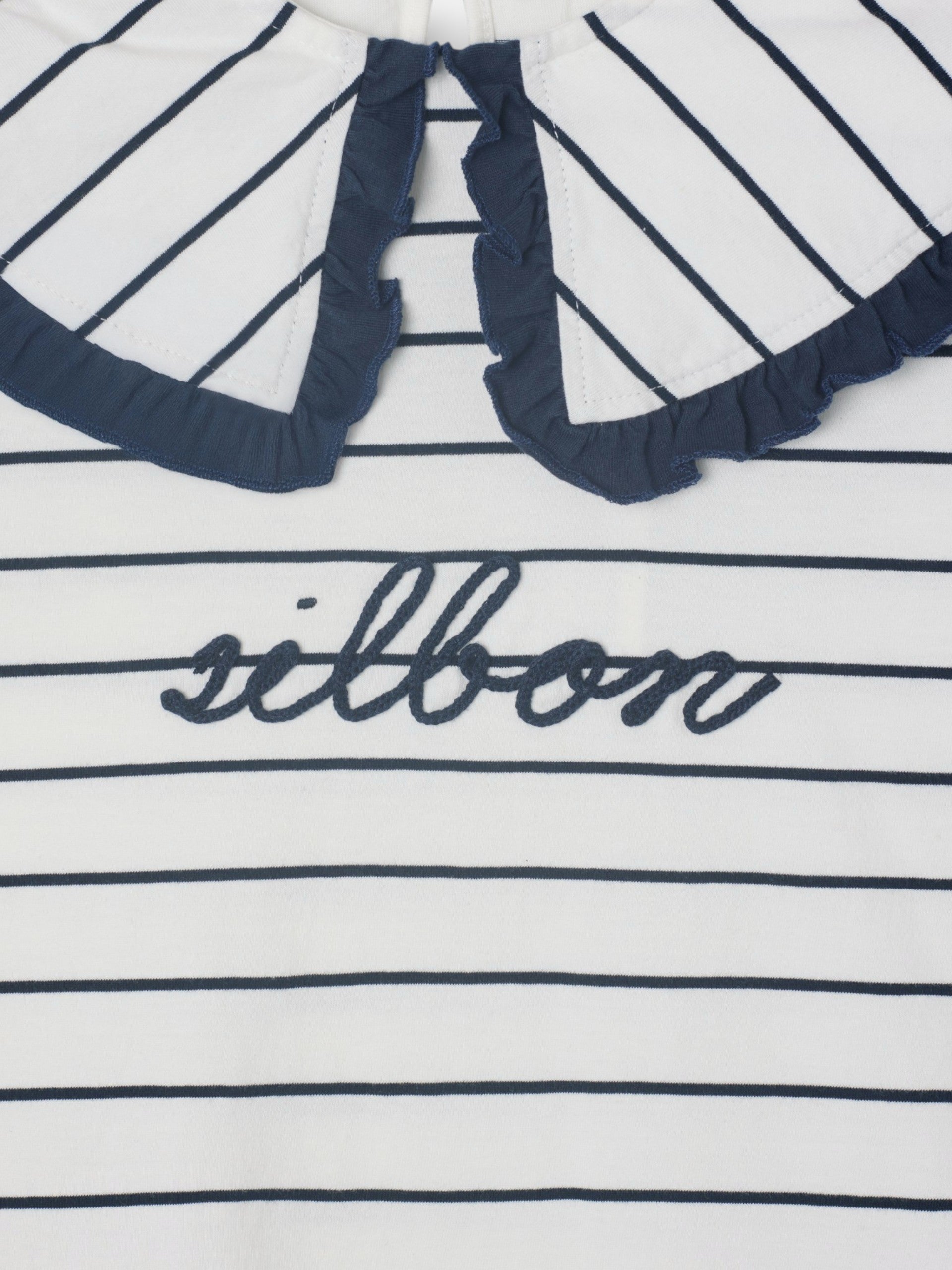 Camiseta girl cuello bobo rayas azul y blanco