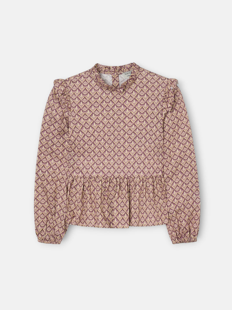 Blouse fille imprimé fleurs violet