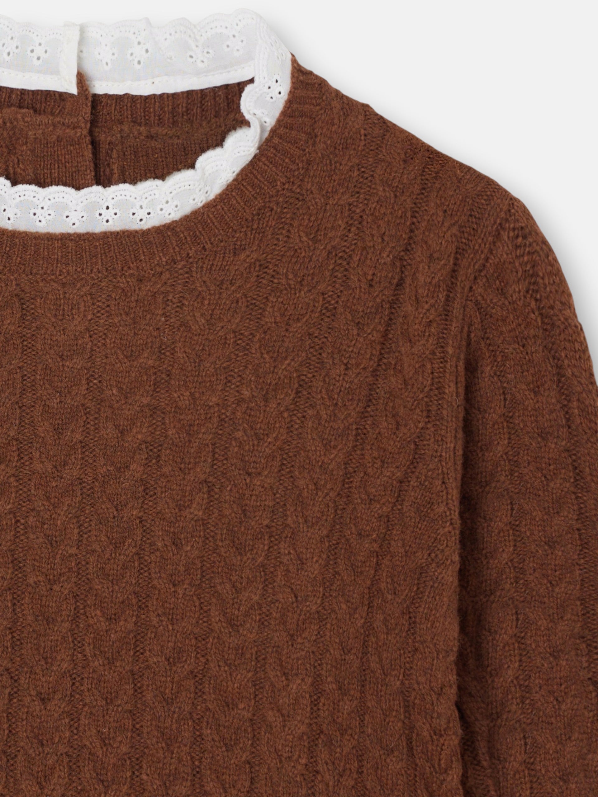 Jersey girl ochos cuello volante marron