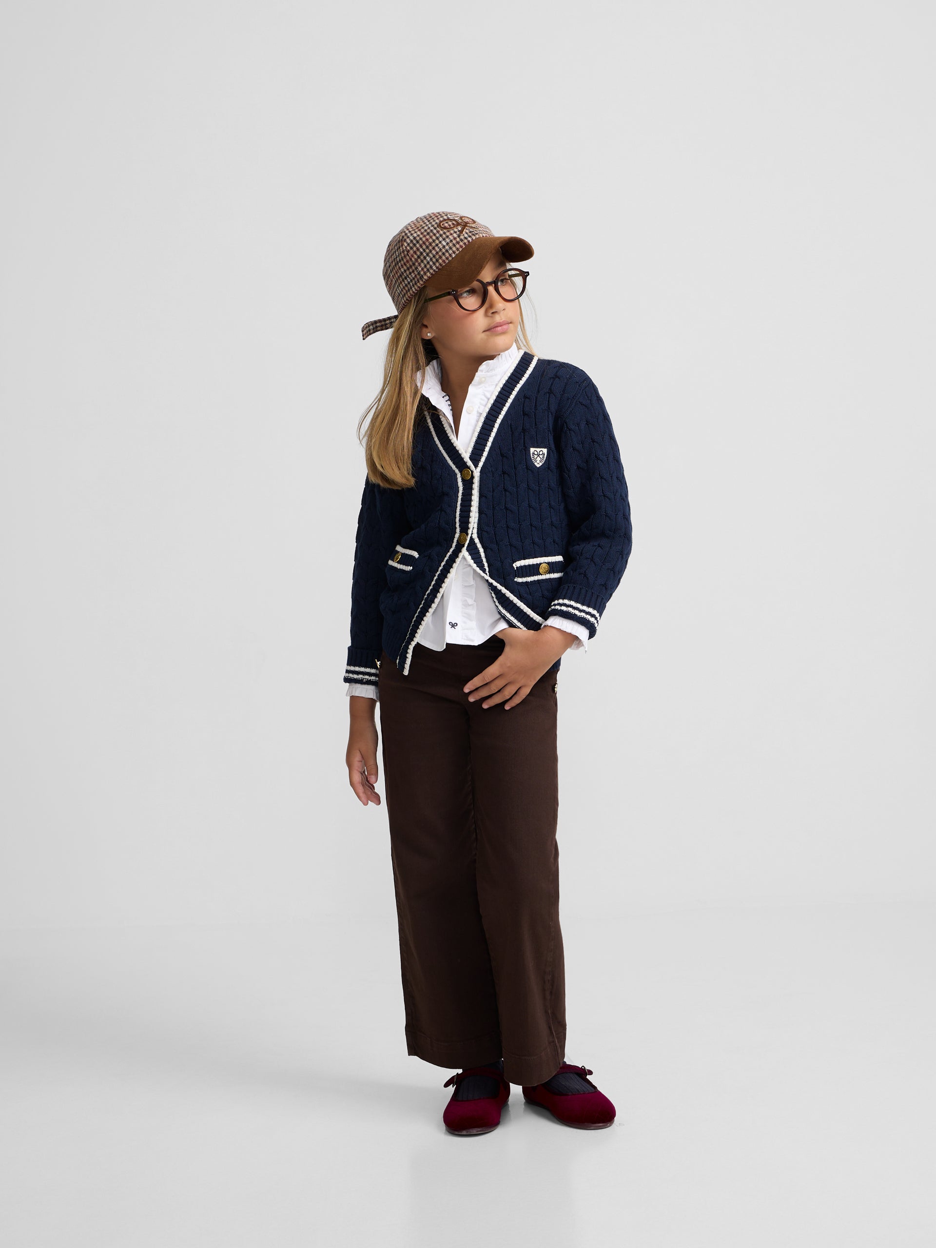 Cardigan girl college escudo azul marino