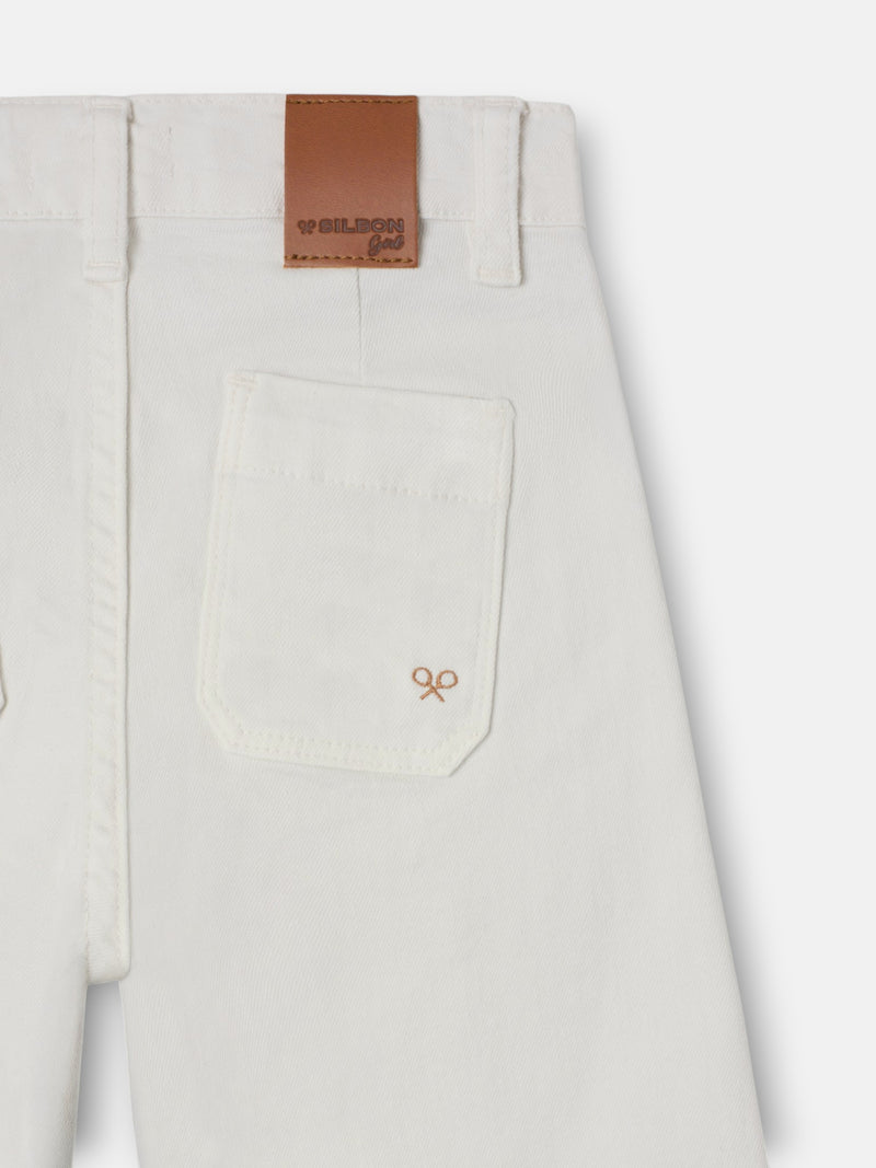 Pantalon fille poches tresse glace